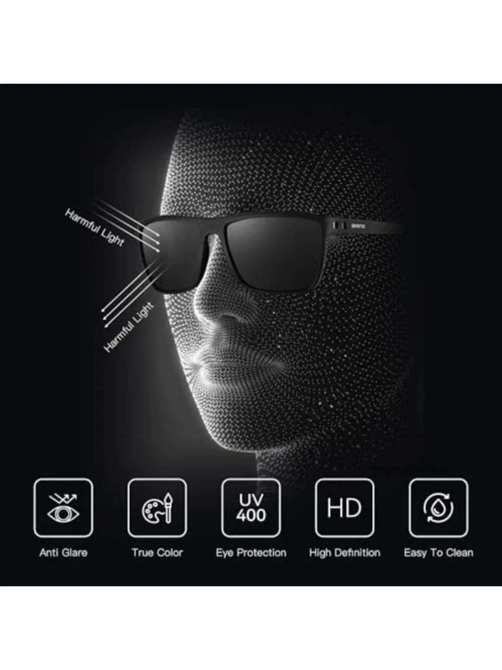 Polarized Sunglasses Men TR90 Frame UV400 Protection Square Sun Glasses